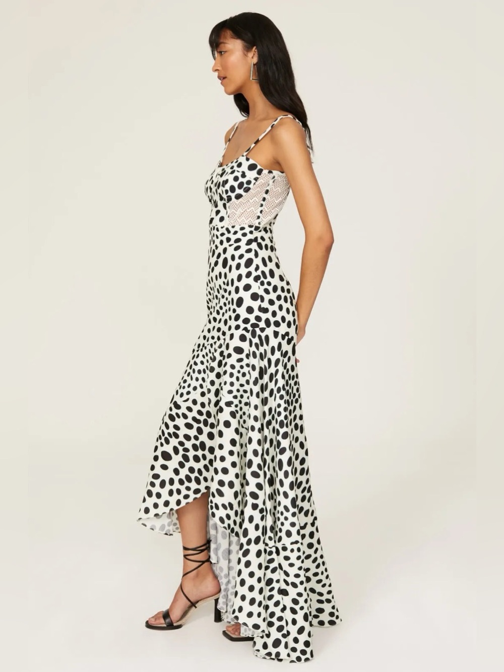 SALE PatBO Bossa Lace trim Maxi Dress Dot Designer 8
